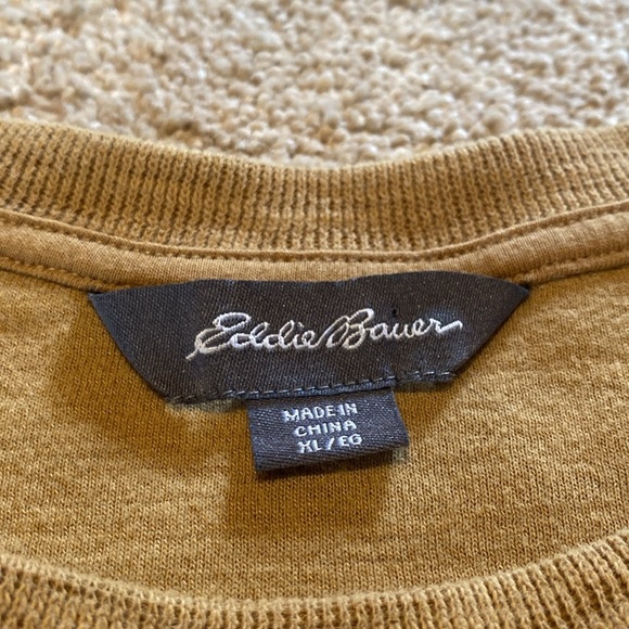Eddie Bauer Cozycore Crew Neck L/S Cotton Knit  Sweater Autumnal Gold Size XL - Picture 5 of 11